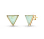 Drop Style 18K Gold Plated Earrings w/ Triangle Shaped Gemstones, Green Quartz