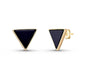 Drop Style 18K Gold Plated Earrings w/ Triangle Shaped Gemstones, Black AGATE