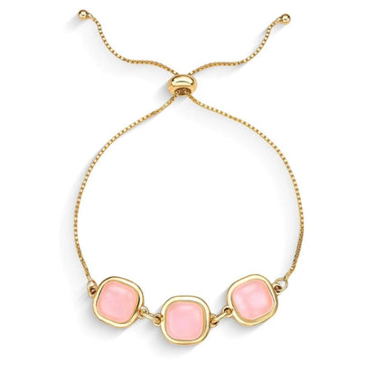 Brazil GEM 2025 / Friendship 18K Gold Plated Bracelet w/ Natural Gemstones, Rose Quartz