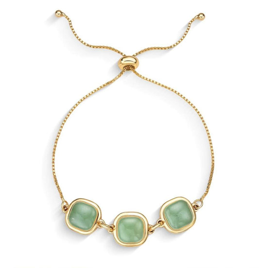 Brazil GEM 2025 / Friendship 18K Gold Plated Bracelet w/ Natural Gemstones, Green Quartz