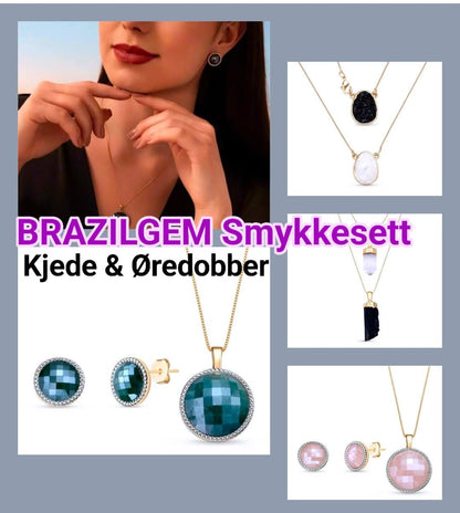 Black November / BrazilGem 18K Gold Electroplated Smykkesett, 4 Design