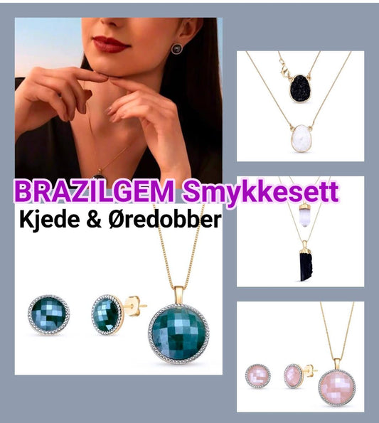 Black November / BrazilGem 18K Gold Electroplated Smykkesett, 4 Design