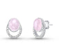 New Sterling Silver Cubic Zirconia Drop Earrings w/ Oval Natural Gemstones, ROSE QUARTZ