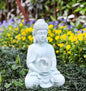 Handmade Meditation Buddha Statue with Cracked Glass Ball Lighting | Outdoor / Indoor Display Ornament Decoration | Solar Energy - 30x15x19cm - Lightweight RESIN ca. 2kg