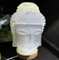 Selenitt BUDDHA HEAD - 15cm m/Led Trebase og lysjustering, Large
