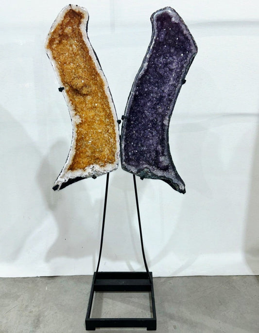 Eksklusiv Brazilian Ametyst & Citrine ( Heated ) Butterfly Angel Wings 76x63cm - 76kg. AAA+ Kvalitet