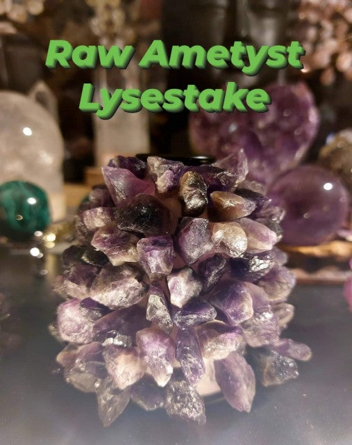 Kampanje / Ametyst Quartz Rosett Flower ca. 8x10cm Lysestake