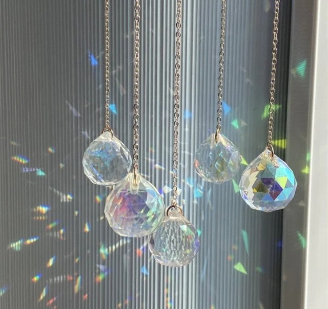New 2024 Lotus Rainbow Crystal Suncatcher w/ Rose Quartz 30mm Sphere