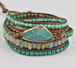 NYHET 2025 ! BOHO WRAP BRACELET 5 rader armbÅnd med stor Amazonite sten