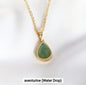 NEW MICCI JEWELRY NATURAL STONE NECKLACES, 45cm , Gold Elecrtroplated, Green Aventurine Quartz 16mm Tear Drop