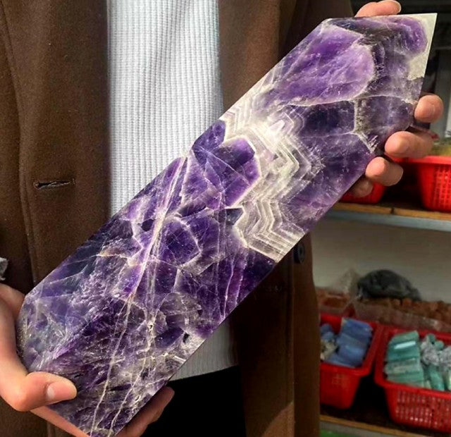 XXL Amethyst Chevron ( Drømmeametyst ) i AA Kvalitet + 3kg - 30cm