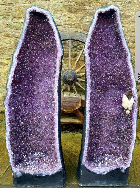 Very Tall Amethyst Crystal Geode PAIR 735 & 736 Premium Queen Grade 119kg each – H121xW37xD31cm