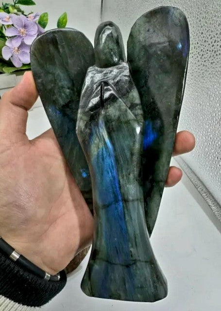 Stor og vakker Labradorite Engel, ca. 15 - 16cm