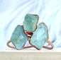Ny, hÅndlaget Rustik Ring med Aquamarin RÅkrystall, Electroformed  Rose Kobber