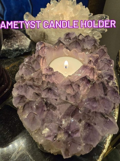 Large Brazilian Ametyst Quartz Candle Holder, 863gram