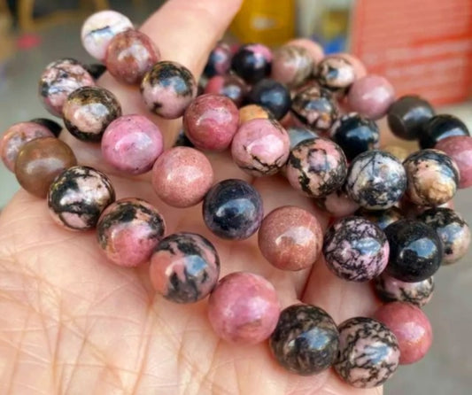 Enkelt og fleksibelt steinarmbÅnd, Rhodonitt