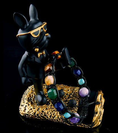 New 2025 Design / Trendy og Exclusivt Shambhala Armbånd, 7 Chakras Bracelet with Arfvedsonite Tiger’s Eye, Yellow Stone , Green Agate, Turquoise, Lapis Lazuli, Amethyst, Lava Stone for Root