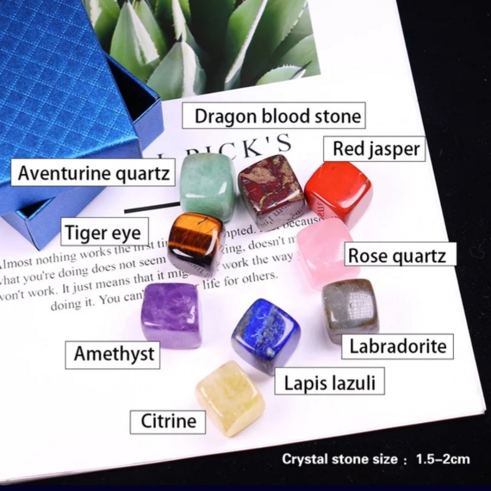 Nytt Premium Chakra sett med 9 stener i 1.5 - 2cm størrelse