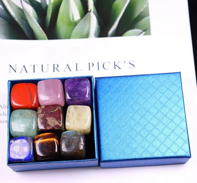 Nytt Premium Chakra sett med 9 stener i 1.5 - 2cm størrelse