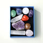 Nytt Chakra Sett med m/ Ametyst Cluster + 7 pcs 20mm Chakra tromlede stener , Selenite, Clear Quartz Point