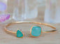 CILA Design Armbånd w/ , Aqua Calsedony, Gold Electroplated