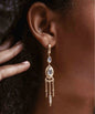 CILA Long Drop Earrings w/ MOONSTONE 18K Goldplated