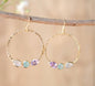 CILA Big Ring Earrings w/ Chalsedony, Moonstone, Ametyst, 18K Goldplated