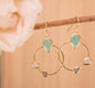 CILA Big Ring Earrings w/ Aqua Chalsedony, Labradorite, Moonstone,&nbsp; 18K Goldplated