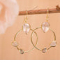 CILA Ring Design Calcedony, Labradorite &amp; Moonstone, Pearl Stud Earrings , 18K Goldplated