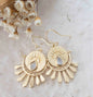 CILA "Evil Eye" Drop Design Earrings w/ MOONSTONE , 18K Goldplated