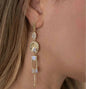 CILA Aria Long Drop Earrings w/ MOONSTONE , 18K Goldplated
