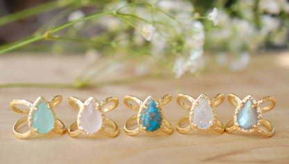 Ny og vakker, enkel håndlaget " RACHEL " Gold Vermeil m/ Rose Quartz