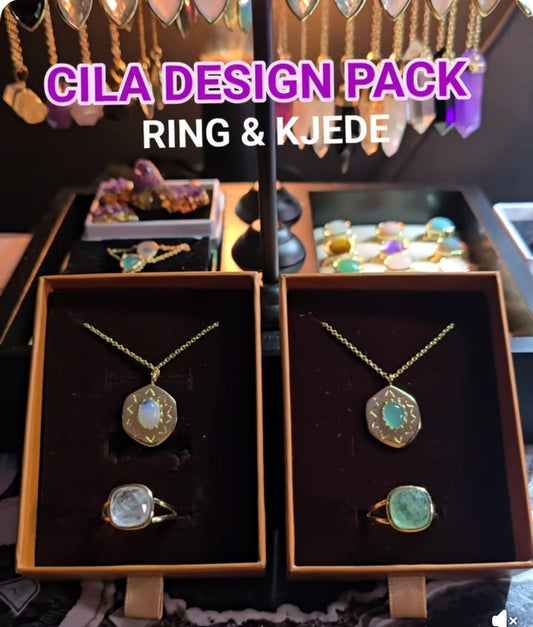KAMPANJE NATURAL STONE JEWELRY PACK ( CILA 18K Goldplated Medalion Necklace + MICCI Design Ring w/Natural Stone )