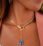 Nytt og enkelt Cila Mikki Designkjede, Labradorite Tear Drop Anheng,18 K Gold Vermeil