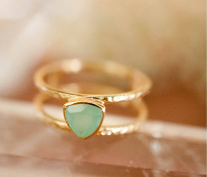 Ny Cila " Pamela " Designring, Blue Chalsedony - 18K Gold Vermeil ( Gold on Silver )