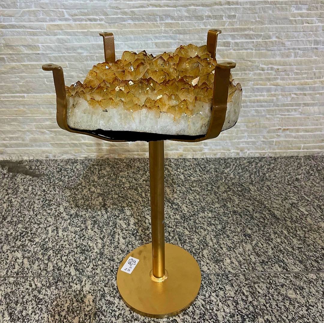 KAMPANJE / HIGH QUALITY BRAZILIAN CITRINE ( Heated ) CLUSTER GEODE COFFEE / SIDE TABLE, 17KG - 40x33cm, Høyde 60cm