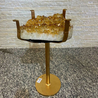 KAMPANJE / HIGH QUALITY BRAZILIAN CITRINE ( Heated ) CLUSTER GEODE COFFEE / SIDE TABLE, 17KG - 40x33cm, Høyde 60cm