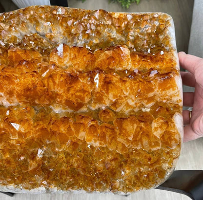 HIGH QUALITY BRAZILIAN CITRINE ( Heated ) CLUSTER GEODE COFFEE / SOFA TABLE, 27KG - 37x31x13cm - Høyde 40cm