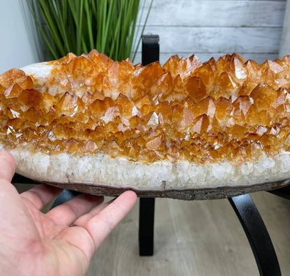 HIGH QUALITY BRAZILIAN CITRINE ( Heated ) CLUSTER GEODE COFFEE / SOFA TABLE, 27KG - 37x31x13cm - Høyde 40cm