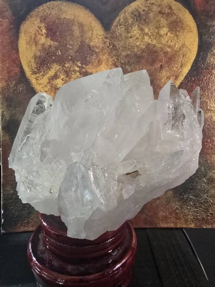 Brazilian Clear White Quartz Cluster , 1.3kg - 13x10cm