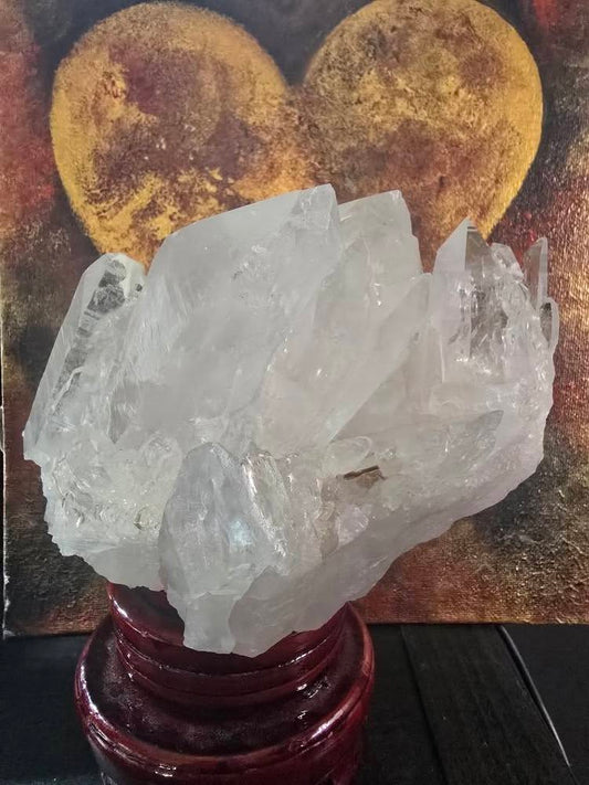 Brazilian Clear White Quartz Cluster , 1.3kg - 13x10cm