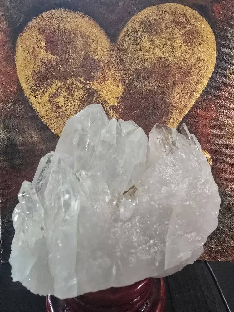 Brazilian Clear White Quartz Cluster , 1.3kg - 13x10cm