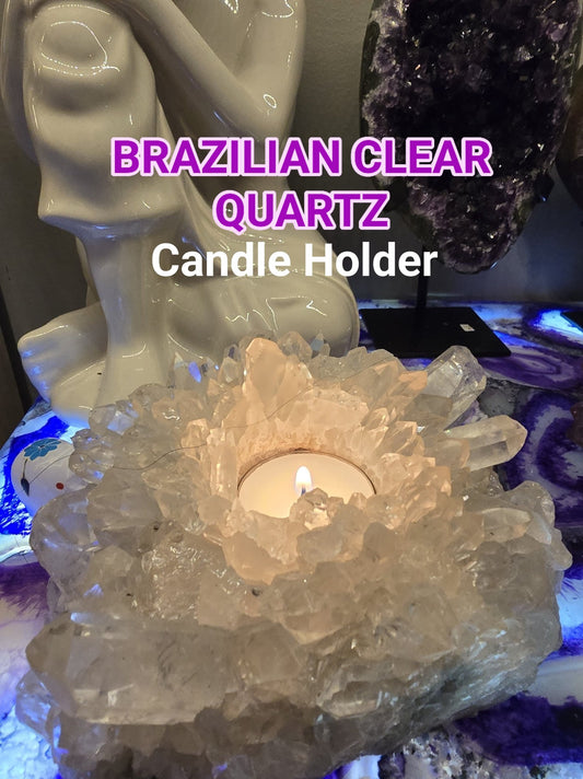 Large Brazilian Clear Quartz Cluster Candle Holder, ca. 1kg