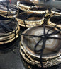 Black Brazilian Agate 24ct Gold Edge, Gilded, Microcrystalline Quartz Premium Coasters (Set of 4)