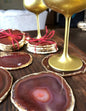Red / Rust Brazilian Agate 24ct Gold Edge, Gilded, Microcrystalline Quartz Premium Coasters (Set of 4)