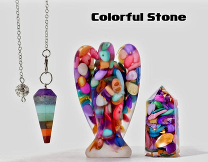 Nye 3 pcs Krystallsett ( Pendel, Engel , Tårnkrystall ), 6 stentyper