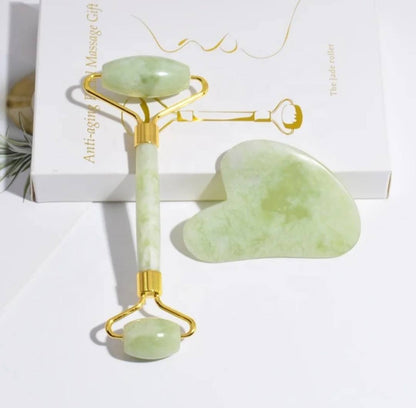 2 - 1 Grønn Jade Roller & Gua Sha Facial Spa Set