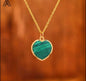 Small Hearts Designkjede 16x16mm - Gold Electroplated -  Malachite