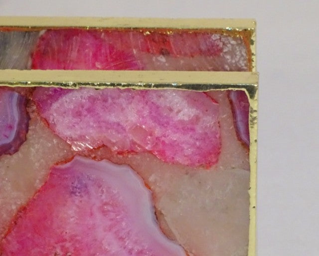 HÅndlagede 12mm AGAT COMPOSITE serviettholder med gullbelagt kant ( Gold Electroplated ), rommer ca. 20 servietter