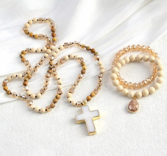 Nye 2025 Bohemian JASPER Design Smykkesett, Single Row Langt MALA Kjede og Dual Flexible armbÅnd